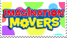 Imagination Movers logo with polkadots background